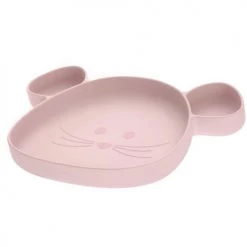 Lassig Vaisselle Enfant Assiette à Compartiments Ventousée En Silicone Rose