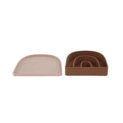 OYOY Living Design Vaisselle Enfant Assiette Et Bol Marron En Silicone H1,2x20,5x17cm/H3,3x17,5x14,5cm -Vaisselle et accessoires de cuisine enfant Soldes assiette et bol rose en silicone h1 2x20 5x17cm h3 3x17 5x14 5cm 1