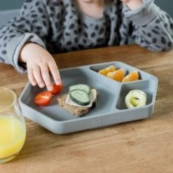 Kindsgut Vaisselle Enfant Assiette Ventouse Carré En Silicone Bleu Aqua -Vaisselle et accessoires de cuisine enfant Soldes assiette ventouse carre en silicone bleu aqua 3