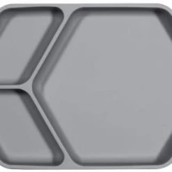 Kindsgut Vaisselle Enfant Assiette Ventouse Carré En Silicone Gris Foncé