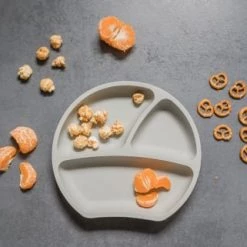 Kindsgut Vaisselle Enfant Assiette Ventouse En Silicone Gris Clair -Vaisselle et accessoires de cuisine enfant Soldes assiette ventouse en silicone gris clair 2