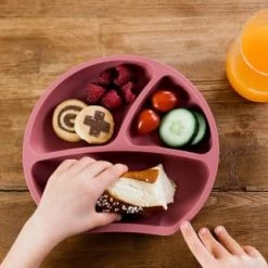 Kindsgut Vaisselle Enfant Assiette Ventouse En Silicone Vieux Rose -Vaisselle et accessoires de cuisine enfant Soldes assiette ventouse en silicone vieux rose 2
