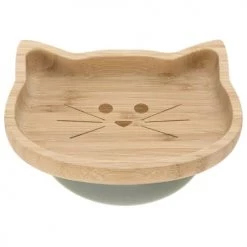 Lassig Vaisselle Enfant Assiette Ventousée En Bambou Chat