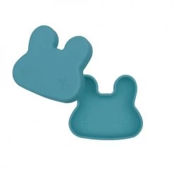 We Might Be Tiny Vaisselle Enfant Boîte à Goûter En Silicone Lapin Bleu
