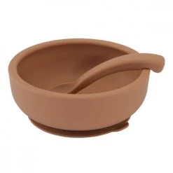 By Lille Vilde Vaisselle Enfant Bol à Ventouse Pour Bébé Silicone Terracotta