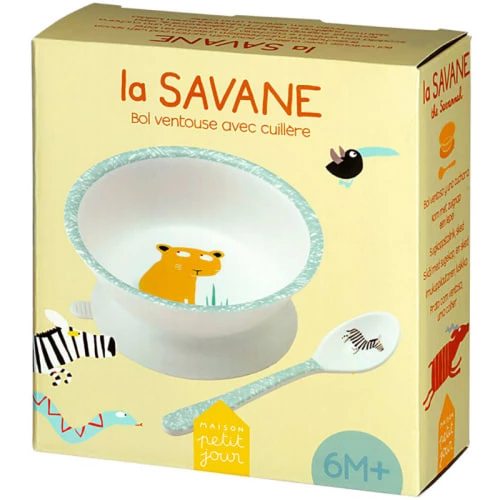 Petit Jour Paris Vaisselle Enfant Bol Ventouse Et Cuillère La Savane 3 Petit Jour Paris Vaisselle Enfant Bol Ventouse Et Cuillère La Savane – Image 3