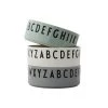 Design Letters Vaisselle Enfant Bols Alphabet Vert Blanc Gris - Lot De 3