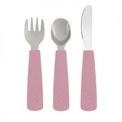 We Might Be Tiny Vaisselle Enfant Couverts Enfant En Silicone Vieux Rose