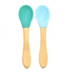 Minikoioi Vaisselle Enfant Cuillères Bébé Saines En Bambou / Silicone