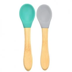 Minikoioi Vaisselle Enfant Cuillères Bébé Saines En Bambou / Silicone