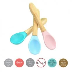 Minikoioi Vaisselle Enfant Cuillères Bébé Saines En Bambou / Silicone -Vaisselle et accessoires de cuisine enfant Soldes cuilleres bebe saines en bambou silicone 3