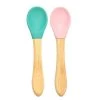 Minikoioi Vaisselle Enfant Cuillères Bébé Saines En Bambou / Silicone