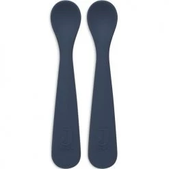Jollein Vaisselle Enfant Lot De 2 Cuillères En Silicone Jeans Blue