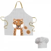 Future Home Accessoires De Cuisine Enfant Lot Tablier De Cuisine Coton Gris 55x55cm + Toque Avec Motif Tigre
