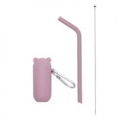 We Might Be Tiny Accessoires De Cuisine Enfant Paille En Silicone Avec étui Vieux Rose -Vaisselle et accessoires de cuisine enfant Soldes paille en silicone avec etui vieux rose 2