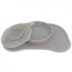 Twistshake Vaisselle Enfant Plateau Click Mat + Assiette Gris Pastel