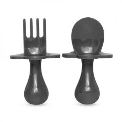 Grabease Vaisselle Enfant Set De 2 Couverts D'apprentissage Ergonomiques Gris