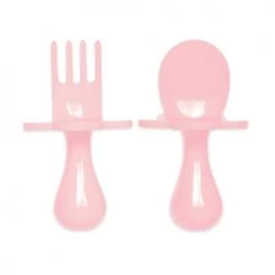 Grabease Vaisselle Enfant Set De 2 Couverts D'apprentissage Ergonomiques Rose Clair