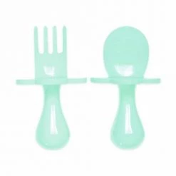Grabease Vaisselle Enfant Set De 2 Couverts D'apprentissage Ergonomiques Vert Menthe