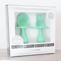 Grabease Vaisselle Enfant Set De 2 Couverts D'apprentissage Ergonomiques Vert Menthe -Vaisselle et accessoires de cuisine enfant Soldes set de 2 couverts d apprentissage ergonomiques vert menthe 5