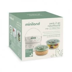 Miniland Gourdes Enfant Et Boîtes à Goûter Set De 2 Récipients En Verre Avec Sac Isotherme Vert -Vaisselle et accessoires de cuisine enfant Soldes set de 2 recipients en verre avec sac isotherme vert 2