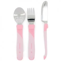 Twistshake Vaisselle Enfant Set De 3 Couverts En Acier Inoxydable Rose Pastel