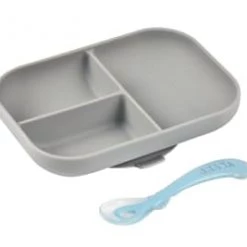 Béaba Vaisselle Enfant Set Repas Silicone Avec Ventouse Blue -Vaisselle et accessoires de cuisine enfant Soldes set repas silicone avec ventouse grey 7