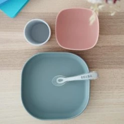 Béaba Vaisselle Enfant Set Vaisselle Silicone 4 Pièces Eucalyptus -Vaisselle et accessoires de cuisine enfant Soldes set vaisselle silicone 4 pieces eucalyptus 2