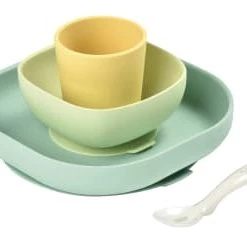 Béaba Accessoires De Cuisine Enfant Set Vaisselle Silicone 4 Pièces Yellow -Vaisselle et accessoires de cuisine enfant Soldes set vaisselle silicone 4 pieces yellow 2