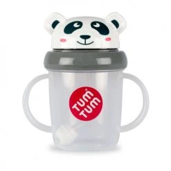 Vaisselle et accessoires de cuisine enfant Soldes 8 TUMTUM Gourdes Enfant Et Boîtes à Goûter Tasse Anti Fuite + Paille Lestée Panda