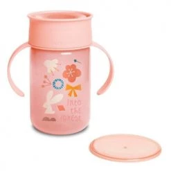 Suavinex Gourdes Enfant Et Boîtes à Goûter Tasse D'apprentissage 360° Into The Forest Rose (340 Ml)