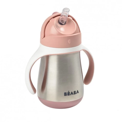 Béaba Vaisselle Enfant Tasse Paille Inox 250ml Old Pink 2 Béaba Vaisselle Enfant Tasse Paille Inox 250ml Old Pink – Image 2
