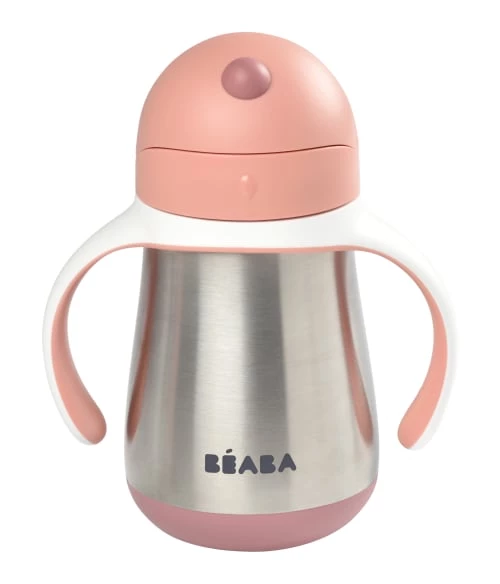 Béaba Vaisselle Enfant Tasse Paille Inox 250ml Old Pink 1 Béaba Vaisselle Enfant Tasse Paille Inox 250ml Old Pink