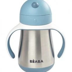 Béaba Vaisselle Enfant Tasse Paille Inox 250ml Windy Blue